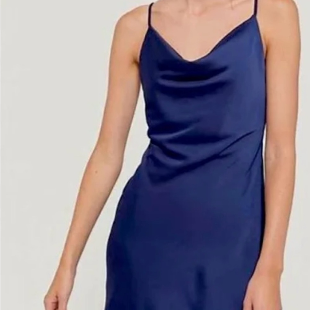 Urban Outfitters Navy Blue Cowl Neck Slip Dress